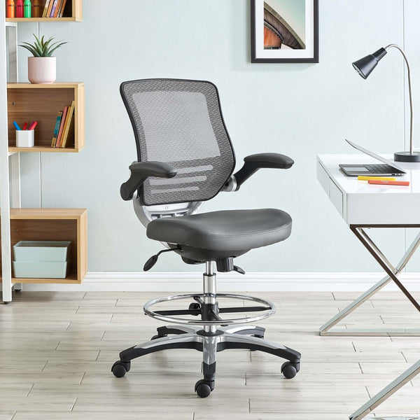 Modway Furniture Edge Drafting Chair by Modway - Ergonomic Stool with Lumbar Support for Comfort & Productivity Gray EEI-211-GRY