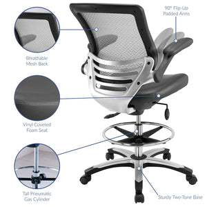Modway Furniture Edge Drafting Chair by Modway - Ergonomic Stool with Lumbar Support for Comfort & Productivity Gray EEI-211-GRY