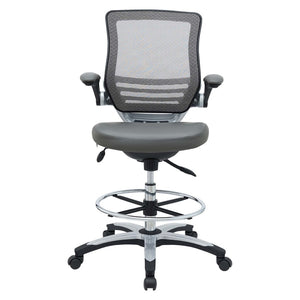 Modway Furniture Edge Drafting Chair by Modway - Ergonomic Stool with Lumbar Support for Comfort & Productivity Gray EEI-211-GRY