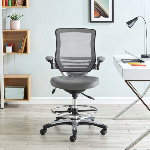 Modway Furniture Edge Drafting Chair by Modway - Ergonomic Stool with Lumbar Support for Comfort & Productivity Gray EEI-211-GRY