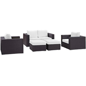 Modway Furniture Convene 5-Piece Modular Outdoor Patio Sofa Set by Modway – Weather-Resistant Comfort and Style Espresso White EEI-2158-EXP-WHI-SET
