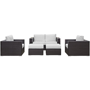 Modway Furniture Convene 5-Piece Modular Outdoor Patio Sofa Set by Modway – Weather-Resistant Comfort and Style Espresso White EEI-2158-EXP-WHI-SET