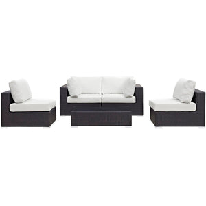 Modway Furniture Convene 5-Piece Modular Outdoor Patio Sectional Set - Stylish, Durable, All-Weather Comfort for Entertaining Espresso White EEI-2163-EXP-WHI-SET