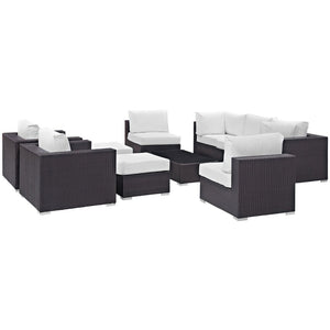 Modway Furniture Convene 10-Piece Modular Outdoor Patio Sectional Set with Plush Cushions for Stylish Gatherings Espresso White EEI-2169-EXP-WHI-SET