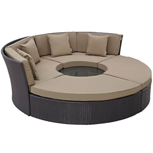 Modway Furniture Convene Circular Outdoor Patio Daybed Set Espresso Mocha 86.5 x 86.5 x 31