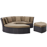 Modway Furniture Convene Circular Outdoor Patio Daybed Set Espresso Mocha 86.5 x 86.5 x 31