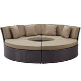 Modway Furniture Convene Circular Outdoor Patio Daybed Set Espresso Mocha 86.5 x 86.5 x 31