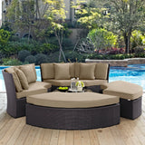 Modway Furniture Convene Circular Outdoor Patio Daybed Set Espresso Mocha 86.5 x 86.5 x 31