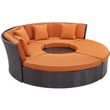 Modway Furniture Convene Circular Outdoor Patio Daybed Set Espresso Orange 86.5 x 86.5 x 31