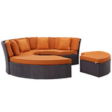 Modway Furniture Convene Circular Outdoor Patio Daybed Set Espresso Orange 86.5 x 86.5 x 31