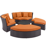 Modway Furniture Convene Circular Outdoor Patio Daybed Set Espresso Orange 86.5 x 86.5 x 31