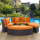 Modway Furniture Convene Circular Outdoor Patio Daybed Set Espresso Orange 86.5 x 86.5 x 31