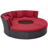 Modway Furniture Convene Circular Outdoor Patio Daybed Set Espresso Red 86.5 x 86.5 x 31