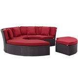 Modway Furniture Convene Circular Outdoor Patio Daybed Set Espresso Red 86.5 x 86.5 x 31