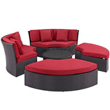 Modway Furniture Convene Circular Outdoor Patio Daybed Set Espresso Red 86.5 x 86.5 x 31