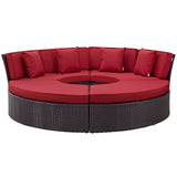 Modway Furniture Convene Circular Outdoor Patio Daybed Set Espresso Red 86.5 x 86.5 x 31