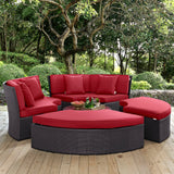 Modway Furniture Convene Circular Outdoor Patio Daybed Set Espresso Red 86.5 x 86.5 x 31