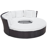 Modway Furniture Convene Circular Outdoor Patio Daybed Set Espresso White 86.5 x 86.5 x 31