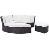 Modway Furniture Convene Circular Outdoor Patio Daybed Set Espresso White 86.5 x 86.5 x 31