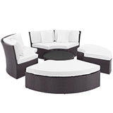 Modway Furniture Convene Circular Outdoor Patio Daybed Set Espresso White 86.5 x 86.5 x 31