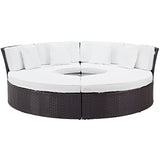 Modway Furniture Convene Circular Outdoor Patio Daybed Set Espresso White 86.5 x 86.5 x 31