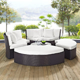 Modway Furniture Convene Circular Outdoor Patio Daybed Set Espresso White 86.5 x 86.5 x 31