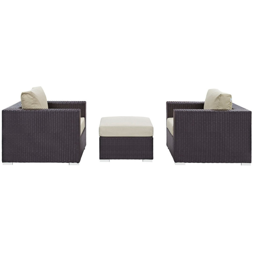 Modway Furniture Convene 3-Piece Outdoor Patio Sofa Set by Modway - Stylish, Durable, and Modular for Any Space Espresso Beige EEI-2174-EXP-BEI-SET