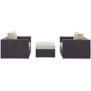 Modway Furniture Convene 3-Piece Outdoor Patio Sofa Set by Modway - Stylish, Durable, and Modular for Any Space Espresso Beige EEI-2174-EXP-BEI-SET