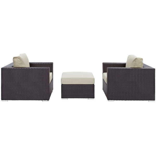 Modway Furniture Convene 3-Piece Outdoor Patio Sofa Set by Modway - Stylish, Durable, and Modular for Any Space Espresso Beige EEI-2174-EXP-BEI-SET