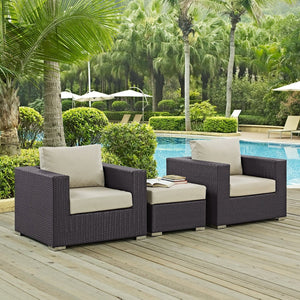 Modway Furniture Convene 3-Piece Outdoor Patio Sofa Set by Modway - Stylish, Durable, and Modular for Any Space Espresso Beige EEI-2174-EXP-BEI-SET