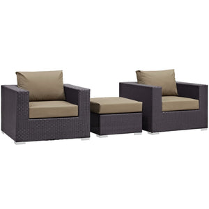Modway Furniture Convene 3-Piece Outdoor Patio Sofa Set by Modway - Stylish, Durable, and Modular for Any Space Espresso Mocha EEI-2174-EXP-MOC-SET