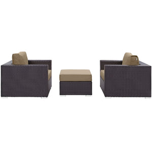 Modway Furniture Convene 3-Piece Outdoor Patio Sofa Set by Modway - Stylish, Durable, and Modular for Any Space Espresso Mocha EEI-2174-EXP-MOC-SET