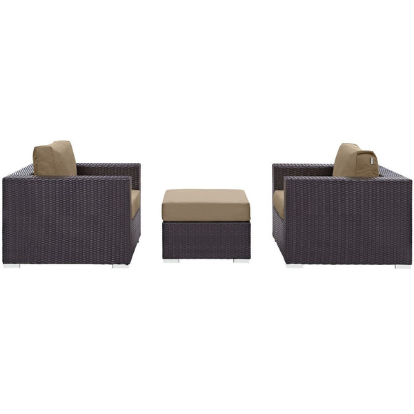 Modway Furniture Convene 3-Piece Outdoor Patio Sofa Set by Modway - Stylish, Durable, and Modular for Any Space Espresso Mocha EEI-2174-EXP-MOC-SET