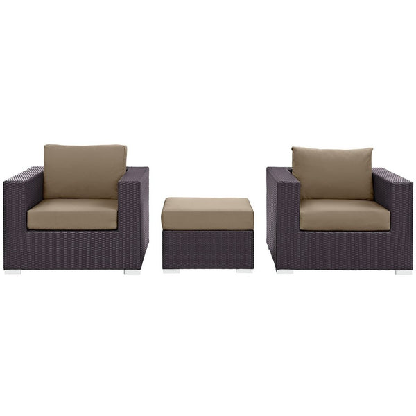 Modway Furniture Convene 3-Piece Outdoor Patio Sofa Set by Modway - Stylish, Durable, and Modular for Any Space Espresso Mocha EEI-2174-EXP-MOC-SET