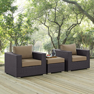 Modway Furniture Convene 3-Piece Outdoor Patio Sofa Set by Modway - Stylish, Durable, and Modular for Any Space Espresso Mocha EEI-2174-EXP-MOC-SET