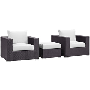 Modway Furniture Convene 3-Piece Outdoor Patio Sofa Set by Modway - Stylish, Durable, and Modular for Any Space Espresso White EEI-2174-EXP-WHI-SET