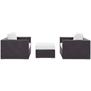 Modway Furniture Convene 3-Piece Outdoor Patio Sofa Set by Modway - Stylish, Durable, and Modular for Any Space Espresso White EEI-2174-EXP-WHI-SET