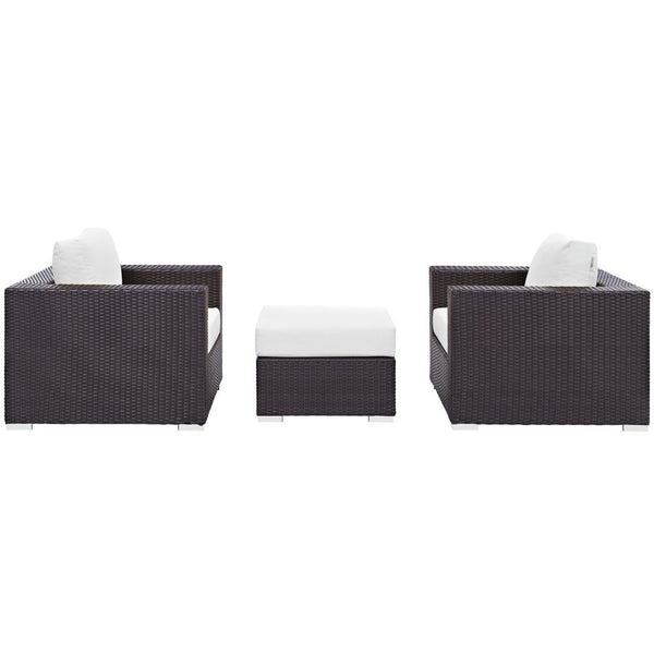 Modway Furniture Convene 3-Piece Outdoor Patio Sofa Set by Modway - Stylish, Durable, and Modular for Any Space Espresso White EEI-2174-EXP-WHI-SET