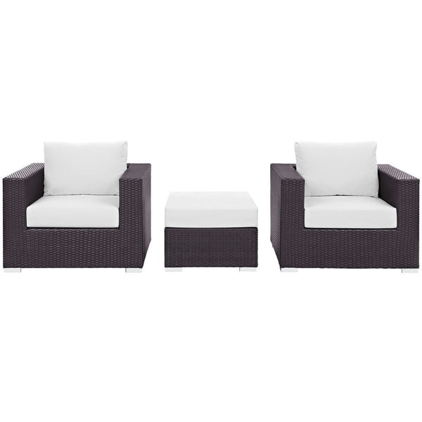 Modway Furniture Convene 3-Piece Outdoor Patio Sofa Set by Modway - Stylish, Durable, and Modular for Any Space Espresso White EEI-2174-EXP-WHI-SET