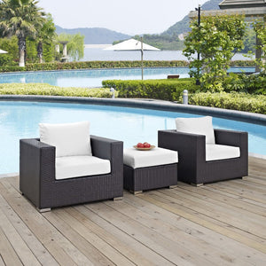 Modway Furniture Convene 3-Piece Outdoor Patio Sofa Set by Modway - Stylish, Durable, and Modular for Any Space Espresso White EEI-2174-EXP-WHI-SET