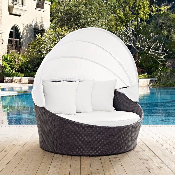 Modway Furniture Convene Canopy Outdoor Daybed with Adjustable Shade - Stylish, Compact, All-Weather Comfort for Patios EEI-2175-EXP-WHI