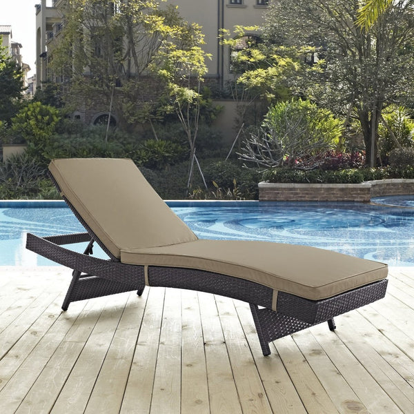 Modway Furniture Convene Outdoor Reclining Patio Chaise - Stylish, Durable Lounge for Ultimate Relaxation & Comfort Espresso Mocha EEI-2179-EXP-MOC