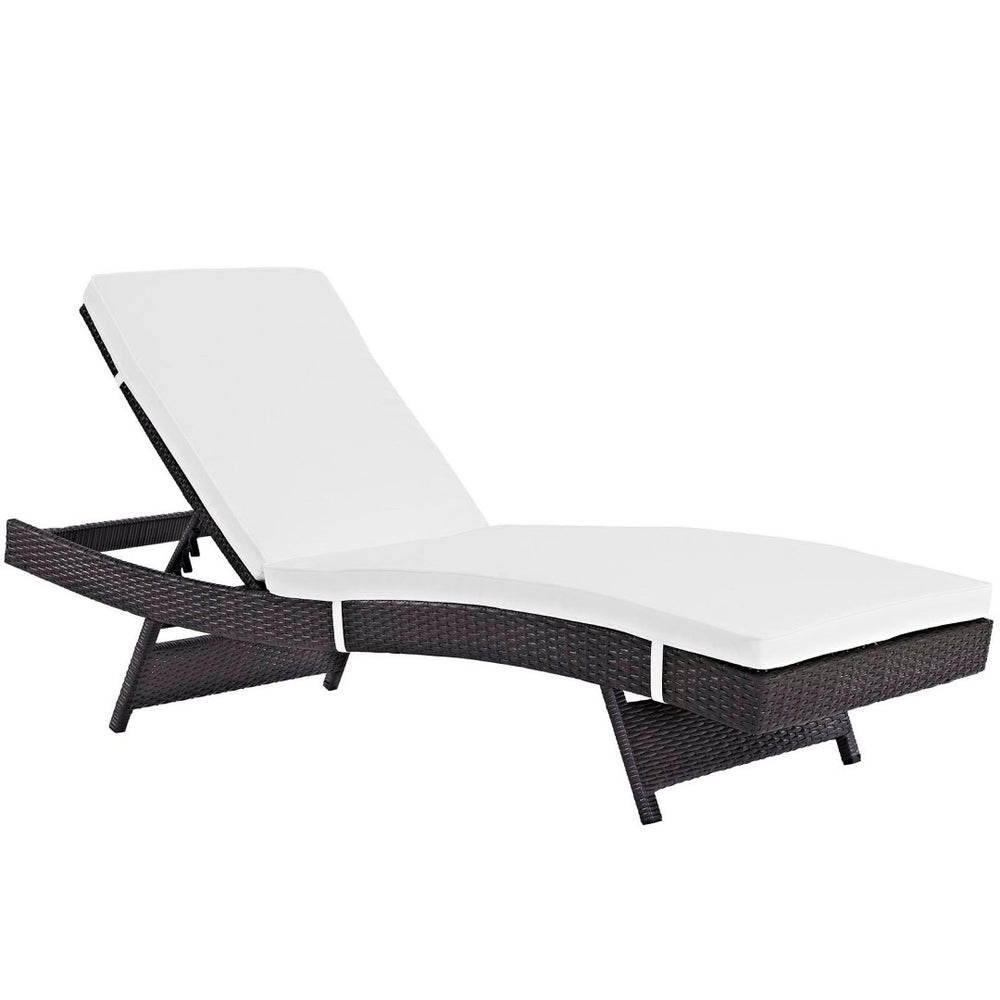 Modway Furniture Convene Outdoor Reclining Patio Chaise - Stylish, Durable Lounge for Ultimate Relaxation & Comfort Espresso White EEI-2179-EXP-WHI