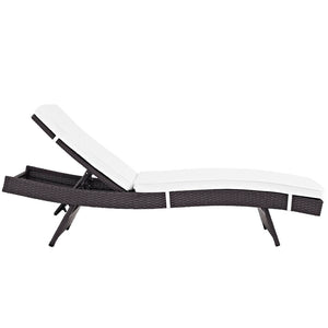 Modway Furniture Convene Outdoor Reclining Patio Chaise - Stylish, Durable Lounge for Ultimate Relaxation & Comfort Espresso White EEI-2179-EXP-WHI