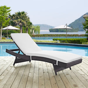 Modway Furniture Convene Outdoor Reclining Patio Chaise - Stylish, Durable Lounge for Ultimate Relaxation & Comfort Espresso White EEI-2179-EXP-WHI