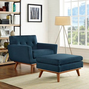 Modway Furniture Engage Stylish 2 Piece Armchair and Ottoman Set - Modern Comfort with Elegant Button Tufting Design Azure EEI-2187-AZU-SET
