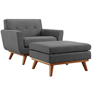 Modway Furniture Engage Stylish 2 Piece Armchair and Ottoman Set - Modern Comfort with Elegant Button Tufting Design Gray EEI-2187-DOR-SET