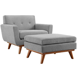 Modway Furniture Engage Stylish 2 Piece Armchair and Ottoman Set - Modern Comfort with Elegant Button Tufting Design Expectation Gray EEI-2187-GRY-SET