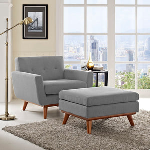 Modway Furniture Engage Stylish 2 Piece Armchair and Ottoman Set - Modern Comfort with Elegant Button Tufting Design Expectation Gray EEI-2187-GRY-SET
