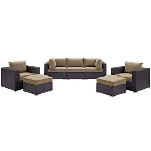 Modway Furniture Convene 7 Piece Outdoor Patio Sectional Set by Modway - Stylish, Versatile Comfort for Your Space Espresso Mocha EEI-2200-EXP-MOC-SET